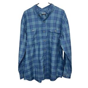 Huk Blue Plaid Men's button‎ down size XL